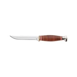Couteau Ka-Bar Finn Hunter Lame 9.2cm Lisse Satin Manche Cuir - 1226