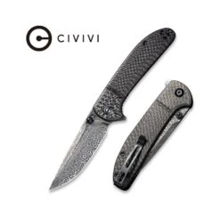 Couteau Badlands Vagabond Lame Lisse Damascus 8.3cm Manche Fibre De Carbone CIVIVI