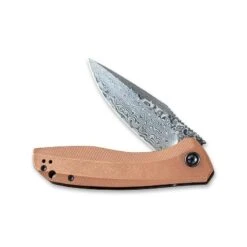 Couteau Baklash Lame Lisse Damascus 8.9cm Manche Cuivre CIVIVI -Magasin De Couteaux couteau baklash lame lisse damascus 89cm manche cuivre civivi 2