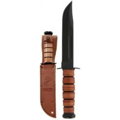 Couteau Ka-Bar Fighting Knife Lame 17.8cm Lisse Noir Manche Cuir - 1217 -Magasin De Couteaux couteau ka bar fighting knife lame 178cm semi dentelee noir manche cuir 1219 1