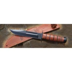 Couteau Ka-Bar Fighting Knife Lame 17.8cm Lisse Noir Manche Cuir - 1217 -Magasin De Couteaux couteau ka bar fighting knife lame 178cm semi dentelee noir manche cuir 1219 2