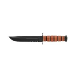 Couteau Ka-Bar Fighting Knife Lame 17.8cm Semi-dentelée Noir Manche Cuir - 1219