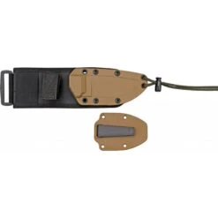 Couteau Lame Semi Dentelée Noir Manche Noir Model 3 Esee Etui Marron -Magasin De Couteaux couteau lame semi dentelee noir manche noir model 3 esee 1