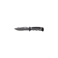 Couteau SOG Seal Strike Lame 12.4cm Semi-dentelée Gris Manche Inox - SS1001