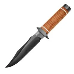Couteau SOG Super Bowie Lame 19cm Lisse Noir Manche Cuir - SB1T -Magasin De Couteaux couteau sog super bowie lame 19cm lisse noir manche cuir sb1t 2