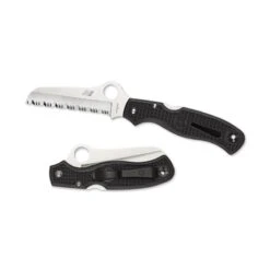 Couteau Spyderco Atlantic Salt Lame 9.4cm Dentelée Satin Manche FRN (Nylon Renforcé) Noir - C89SBK