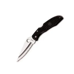 Couteau Spyderco Endura Lame 9.5cm Dentelée Satin Manche FRN (Nylon Renforcé) - C10SBK