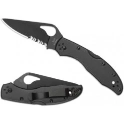 Couteau Spyderco Meadowlark 2 Lame 7.6cm Semi Dentelée Noir Manche Acier Inoxydable - BY04BKPS2