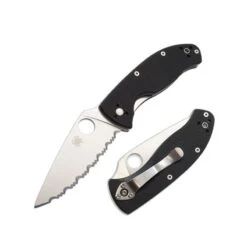 Couteau Spyderco Tenacious Lame 8.6cm Dentelée Satin Manche G-10 (Fibre De Verre) - C122GS