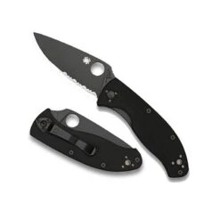 Couteau Spyderco Tenacious Lame 8.6cm Semi-dentelée Noir Manche G-10 (Fibre De Verre) - C122GBBKPS