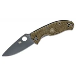 Couteau Tenacious LWT SPYDERCO Lame Lisse 8.6cm Poignée Vert Olive - SC122PODBK