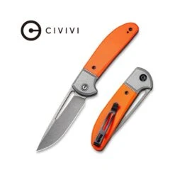 Couteau Trailblazer Lame Lisse Acier 14C28N 7.5cm Manche Orange G-10 (fibre De Verre) CIVIVI